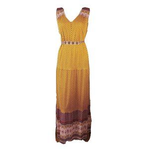 STYLE & CO Orange Red Geometric Pattern Sleeveless Maxi Dress Womens M Medium